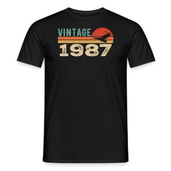 Vintage 1987 Cadeau D'anniversaire 1987 Retro 1987 - T-shirt homme - noir - Devant - AI Model Male 178 light (178cm)