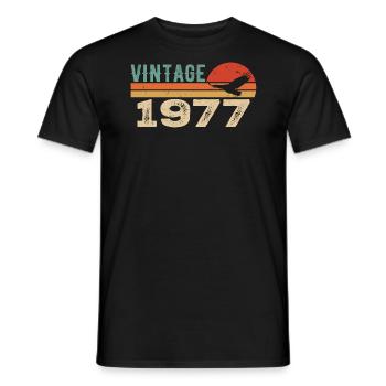 Vintage 1977 Retro 1977 Birthday Gift - Men's T-Shirt - black - Front - AI Model Male 178 light (178cm)
