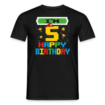 Five 5yr 5th Birthday Happy Birthday 5 Years Old - T-shirt homme - noir - Devant - AI Model Male 178 light (178cm)