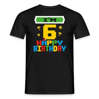 Six 6yr 6th Birthday Happy Birthday 6 Years Old - T-shirt homme - noir - Devant - AI Model Male 178 light (178cm)