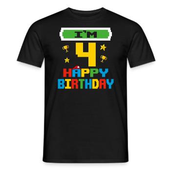 Four 4yr 4th Birthday Happy Birthday 4 Years Old - T-shirt homme - noir - Devant - AI Model Male 178 light (178cm)