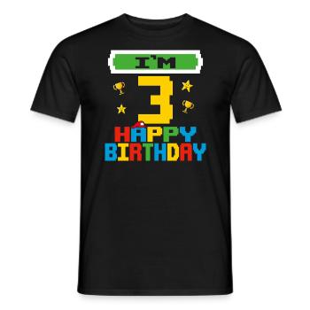 Three 3yr 3th Birthday Happy Birthday 3 Years Old - T-shirt homme - noir - Devant - AI Model Male 178 light (178cm)