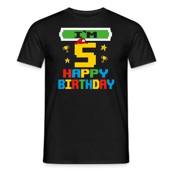 Five 5yr 5th Birthday Happy Birthday 5 Years Old - T-shirt homme - noir - Devant - AI Model Male 178 light (178cm)