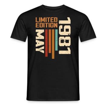 Mai 1981 Vintage Nées En Mai 1981 Anniversaire - T-shirt homme - noir - Devant - AI Model Male 178 light (178cm)