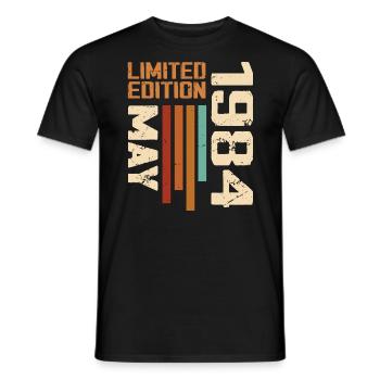 Mai 1984 Vintage Nées En Mai 1984 Anniversaire - T-shirt homme - noir - Devant - AI Model Male 178 light (178cm)
