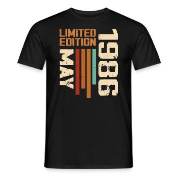 Mai 1986 Vintage Nées En Mai 1986 Anniversaire - T-shirt homme - noir - Devant - AI Model Male 178 light (178cm)