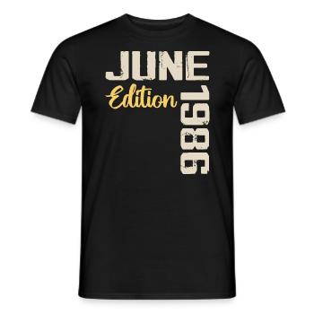 Né(e) en Juin 1986 Cadeau Juin 1986 Anniversaire - T-shirt homme - noir - Devant - AI Model Male 178 light (178cm)