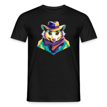 Cowboy Possum Opossum Pop Art Style - T-shirt homme - noir - Devant - AI Model Male 178 light (178cm)