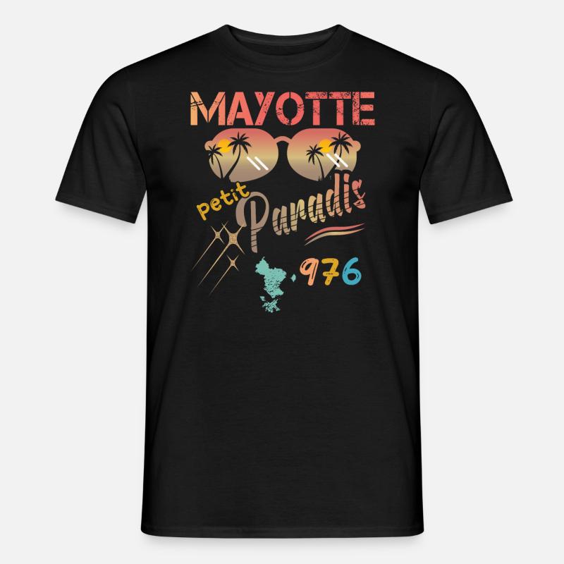 idee cadeau design graphique carte de Mayotte 976 - T-shirt homme - noir