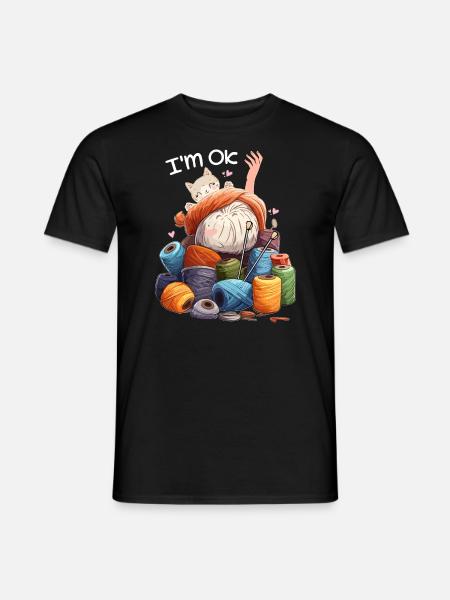 I'm Ok Crochet & Knitting Funny crochet knitting - Men's T-Shirt - black