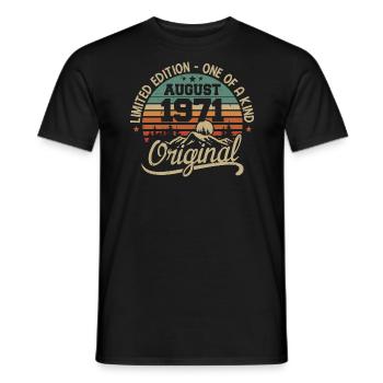 Août 1971 Cadeau D'anniversaire - Né en Août 1971 - T-shirt homme - noir - Devant - AI Model Male 178 light (178cm)