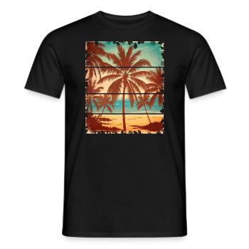 Plage de palmiers rétro tropicales vintage - T-shirt homme - noir - Devant - AI Model Male 178 light (178cm)