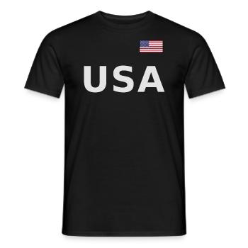 ÉQUIPE Bannière du drapeau américain des États-Unis sur la police - T-shirt homme - noir - Devant - AI Model Male 178 light (178cm)