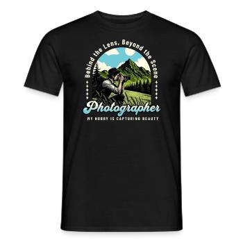 Photographer Photography Camera - Men's T-Shirt - black - Front - AI Model Male 178 light (178cm)