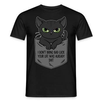 Poche poitrine chat noir Je n’apporte pas de malchance - T-shirt homme - noir - Devant - AI Model Male 178 light (178cm)