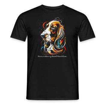 Home is where my Basset Hound lives... - Men's T-Shirt - black - Front - AI Model Male 178 light (178cm)