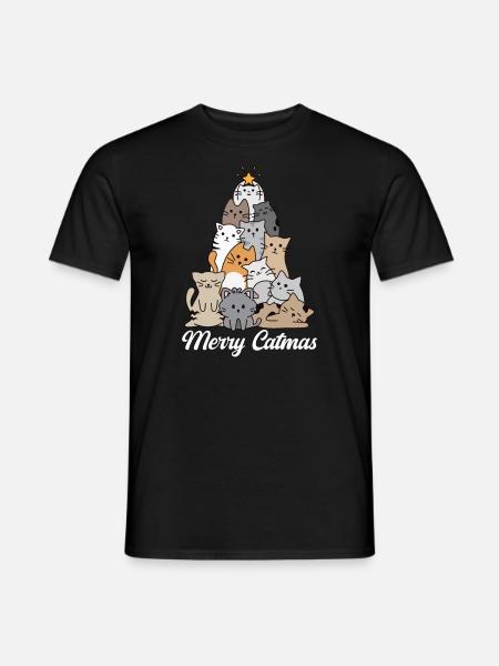 Merry Catmas - Men's T-Shirt - black