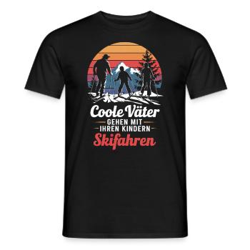 Vater Kinder Skifahren, Junge, Mädchen - Männer T-Shirt - Schwarz - Vorne - AI Model Male 178 light (178cm)