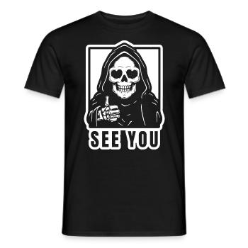 Funny Grim Reaper "See You" - Men's T-Shirt - black - Front - AI Model Male 178 light (178cm)