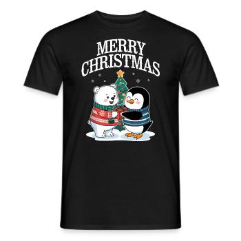 Polar Bear Penguin Christmas Merry Christmas Cute - Men's T-Shirt - black - Front - AI Model Male 178 light (178cm)