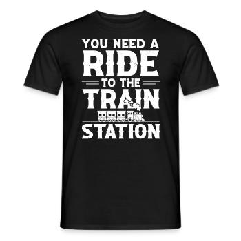 Train Lover Locomotive Model Railway - Men's T-Shirt - black - Front - AI Model Male 178 light (178cm)