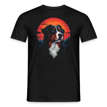 Bernese Mountain Dog Retro - Men's T-Shirt - black - Front - AI Model Male 178 light (178cm)