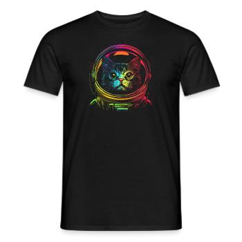 Lutige Astronaut Katze - Männer T-Shirt - Schwarz - Vorne - AI Model Male 178 light (178cm)