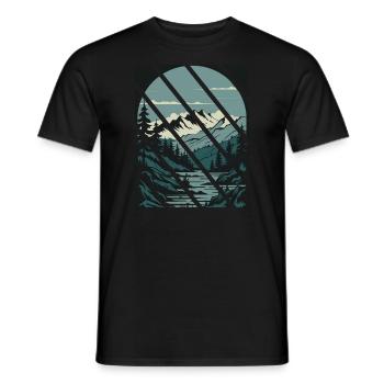 Retro Mountains - Mountains Hiking Bike Trekking - Men's T-Shirt - black - Front - AI Model Male 178 light (178cm)