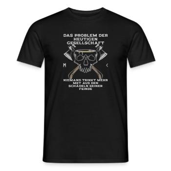 Wikinger Spruch Problem der Gesellschaft - Männer T-Shirt - Schwarz - Vorne - AI Model Male 178 light (178cm)