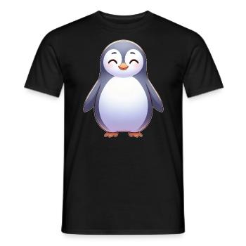 Süßer entspannter Cartoon Pinguin glücklich - Männer T-Shirt - Schwarz - Vorne - AI Model Male 178 light (178cm)