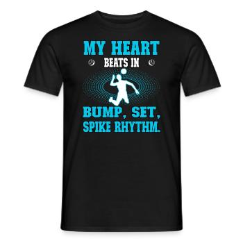Heart beats in Bump, Set, Spike Rhythm Volleyball - Männer T-Shirt - Schwarz - Vorne - AI Model Male 178 light (178cm)