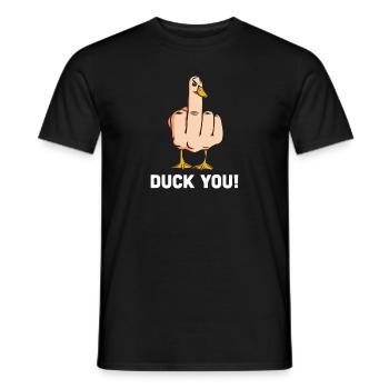 Lustige Ente Duck You Spruch Mittelfinger Geschenk - Männer T-Shirt - Schwarz - Vorne - AI Model Male 178 light (178cm)