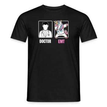EMT Dabbing Unicorn Funny Boring Doctor Quote Fun - Men's T-Shirt - black - Front - AI Model Male 178 light (178cm)