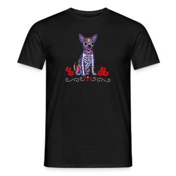 Día de los Muertos Day of Dead / Chihuahua Dog - Men's T-Shirt - black - Front - AI Model Male 178 light (178cm)