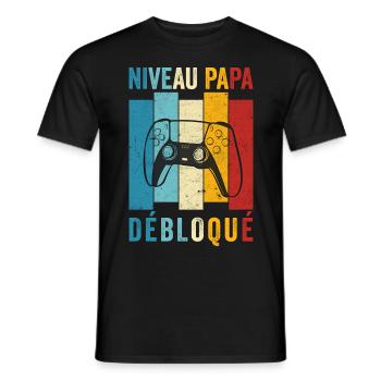 Nouveau Papa Nouvelle Naissance Annonce Gamer Fun - T-shirt homme - noir - Devant - AI Model Male 178 light (178cm)