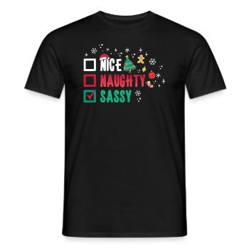Christmas Funny Witty Humor Nice Naughty Sassy - Men's T-Shirt - black - Front - AI Model Male 178 light (178cm)