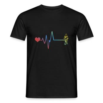 Fire Hydrant Pulse Heartbeat Fire Brigade - Men's T-Shirt - black - Front - AI Model Male 178 light (178cm)