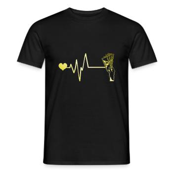 Cœur de pouls d’argent - T-shirt homme - noir - Devant - AI Model Male 178 light (178cm)