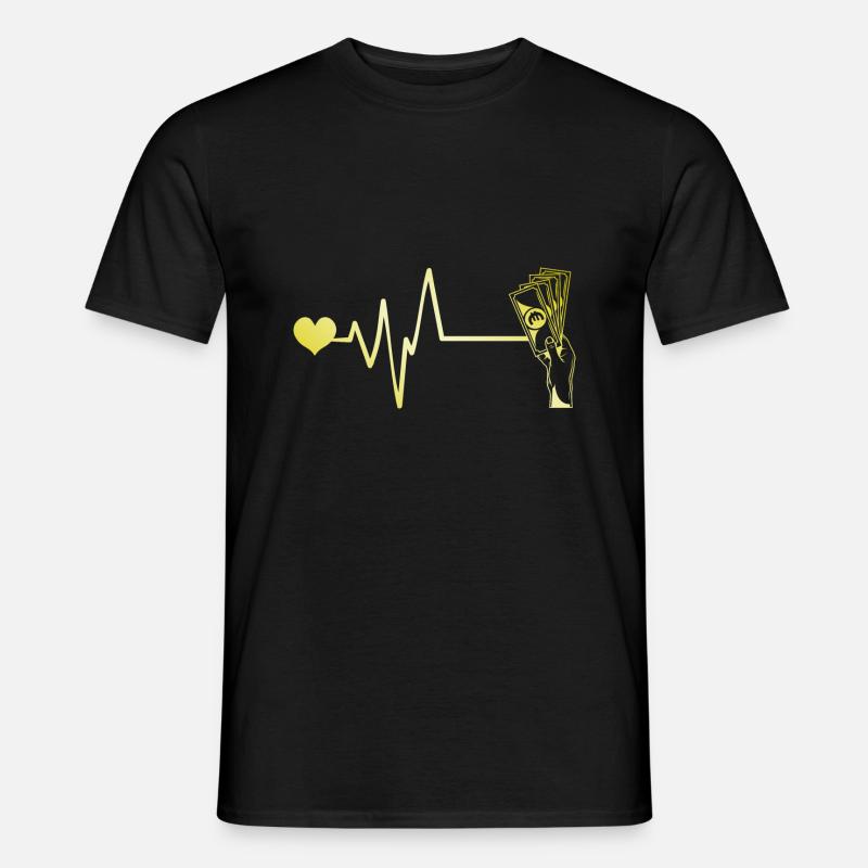 Geld Puls Herz - Männer T-Shirt - Schwarz