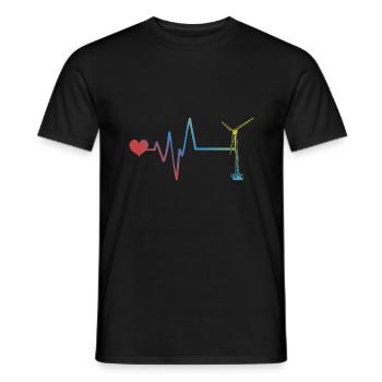 Wind Turbine Pulse Heartbeat Energy - Men's T-Shirt - black - Front - AI Model Male 178 light (178cm)