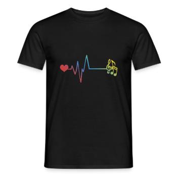 Notes de musique : pouls, rythme cardiaque - T-shirt homme - noir - Devant - AI Model Male 178 light (178cm)