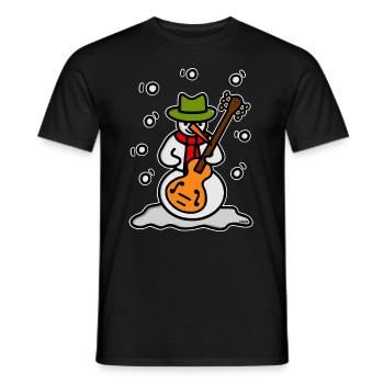Snowman Guitar - white outline - Men's T-Shirt - black - Front - AI Model Male 178 light (178cm)