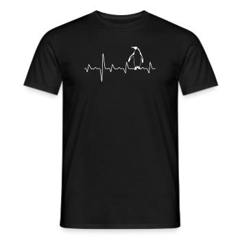 Pinguin Herzschlag T-Shirt Geschenk - Männer T-Shirt - Schwarz - Vorne - AI Model Male 178 light (178cm)