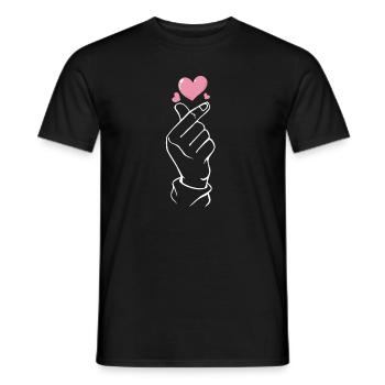 K-Pop Finger Herz - Männer T-Shirt - Schwarz - Vorne - AI Model Male 178 light (178cm)