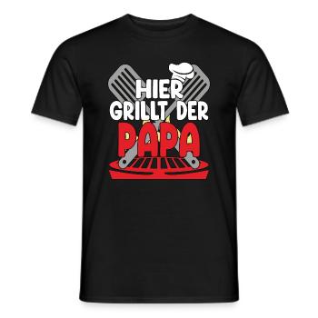 Hier Grillt Der Papa - Männer T-Shirt - Schwarz - Vorne - AI Model Male 178 light (178cm)