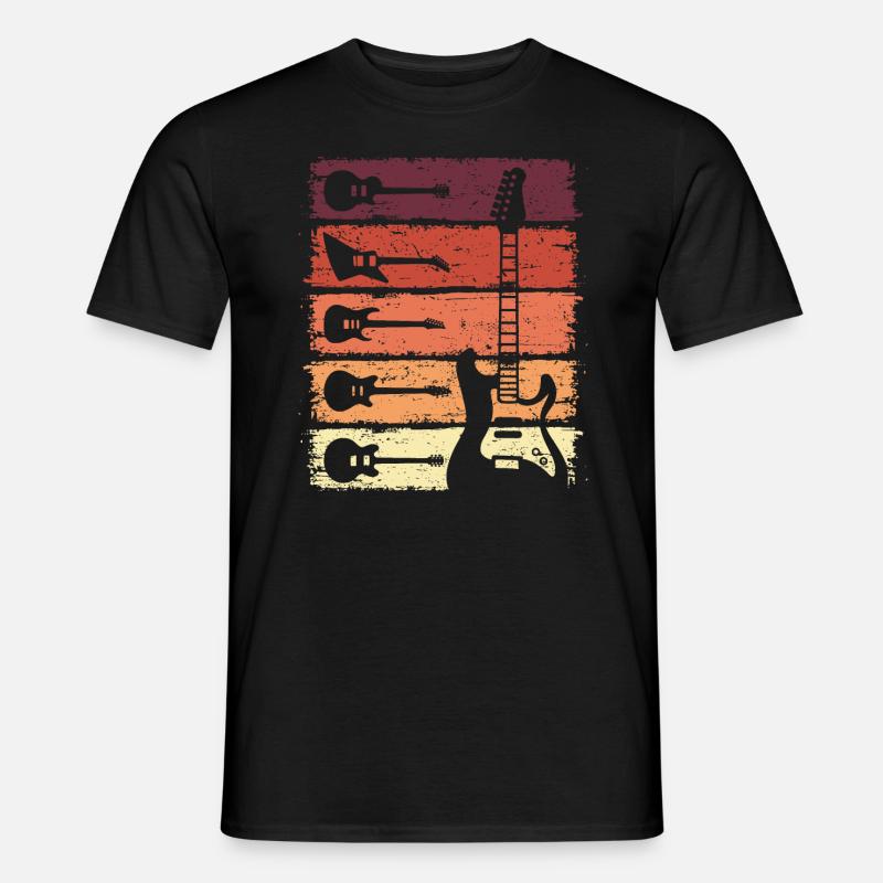 Gitarre Retro E-Gitarre Gitarrist - Männer T-Shirt - Schwarz
