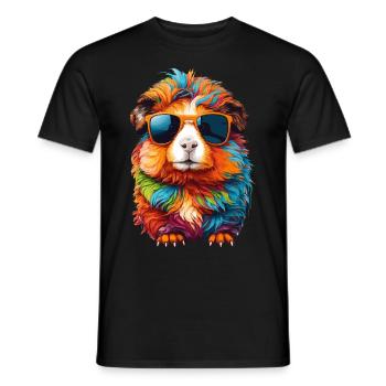Guinea Pig: Cute with Sunglasses - Men's T-Shirt - black - Front - AI Model Male 178 light (178cm)
