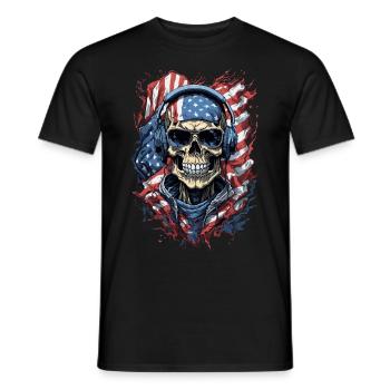 Cool USA Skull Flags Lunettes de soleil Tenue - T-shirt homme - noir - Devant - AI Model Male 178 light (178cm)