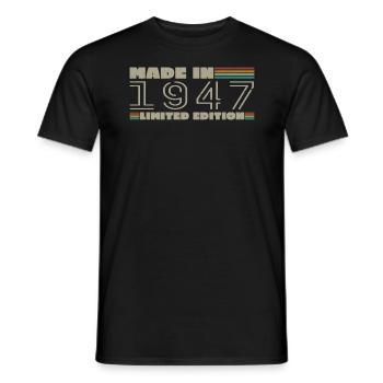 Cadeau d'anniversaire 1947 vintage 1947 né en 1947 - T-shirt homme - noir - Devant - AI Model Male 178 light (178cm)