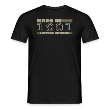 Cadeau d'anniversaire 1991 vintage 1991 né en 1991 - T-shirt homme - noir - Devant - AI Model Male 178 light (178cm)